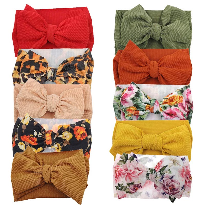 KIDOCHEESE Oversized Bows Baby Girl Headbands with Nylon Elastics, Large Hair Wraps and Accessories for Newborns, Infants, Toddlers - Image 1